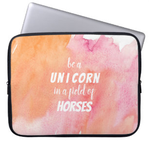Watercolor Be a Unicorn in a Field of Horses Laptop Sleeve