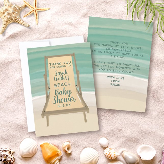 Watercolor Beach Baby Shower Thank You Card (A thank you card for your Beach Baby Shower. Just add your details and message)
