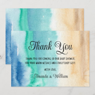 Watercolor Beach Baby Shower Thank You Card