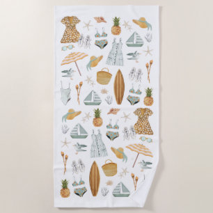 Watercolor Beach Bachelorette Party Weekend Beach Towel