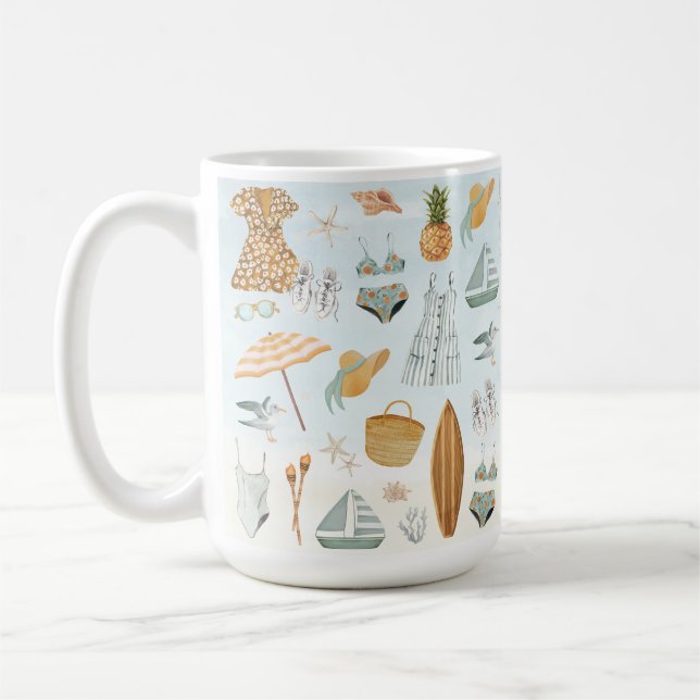 Watercolor Beach Bachelorette Party Weekend Coffee Mug (Left)