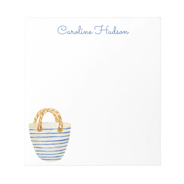 Watercolor Beach Bag Purse Notepad (Front)