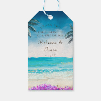 Watercolor Beach Blue Ocean Wedding Gift Tags