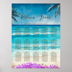 Watercolor Beach Blue Ocean Wedding Seating Chart