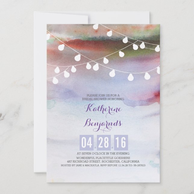 watercolor beach bridal shower invitation (Front)