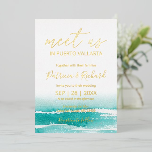 Watercolor Beach Caribbean Destination Wedding (Standing Front)