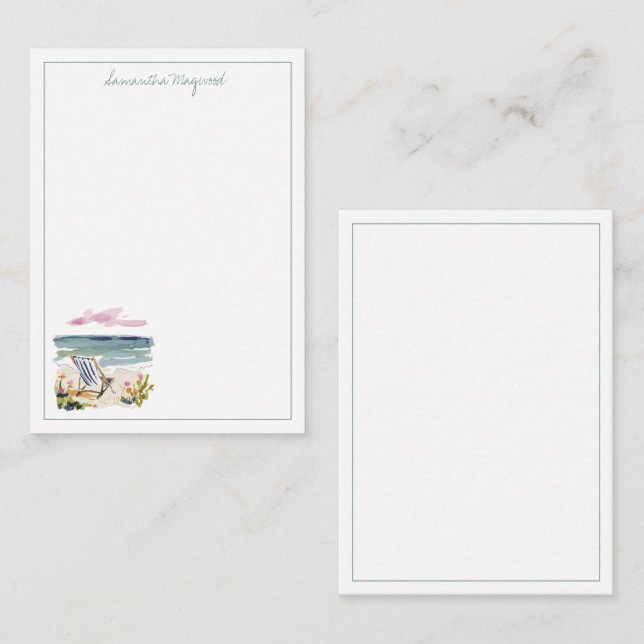 Watercolor Beach Chair Personalised Card (Front/Back)
