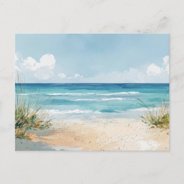Watercolor Beach Coastal Art Postcard  (Front)