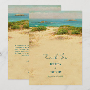 Watercolor Beach Coastal Wedding Destination Thank You Card