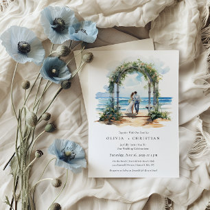 Watercolor Beach Coastal Wedding Invitation