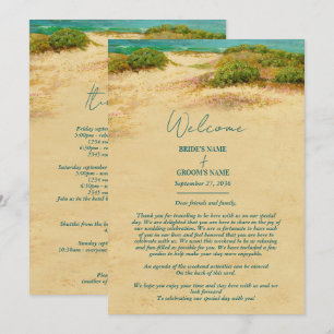 Watercolor Beach Coastal Wedding Itinerary  Programme