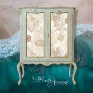 Watercolor Beach Coral Starfish Sea Shell Aqua Tissue Paper