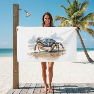 Watercolor Beach Crab Bath Towel Set