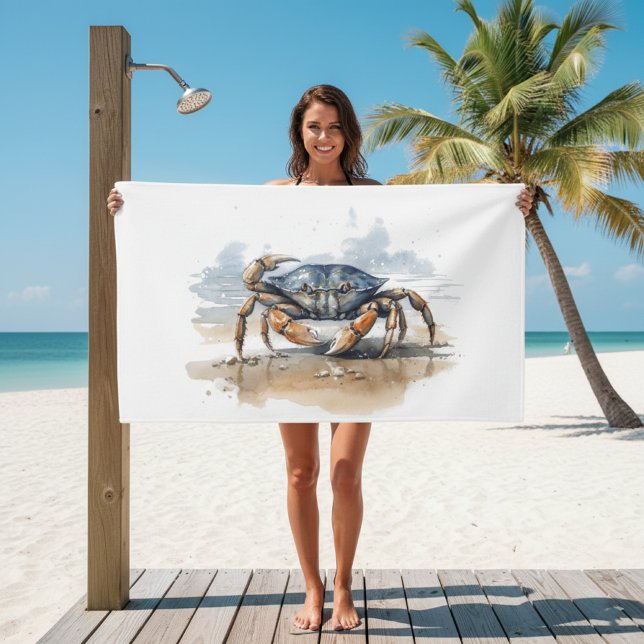 Watercolor Beach Crab Bath Towel Set (Creator Uploaded)