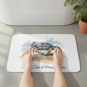 Watercolor Beach Crab, custom Bath Mat