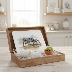 Watercolor Beach Crab, custom Cutting Board