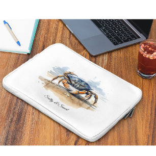 Watercolor Beach Crab, custom Laptop Sleeve