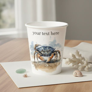 Watercolor Beach Crab, custom Paper Cups