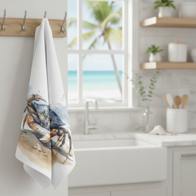 Watercolor Beach Crab Tea Towel (Creator Uploaded)