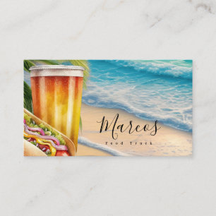 Watercolor Beach Food Truck Restaurant Business Business Card