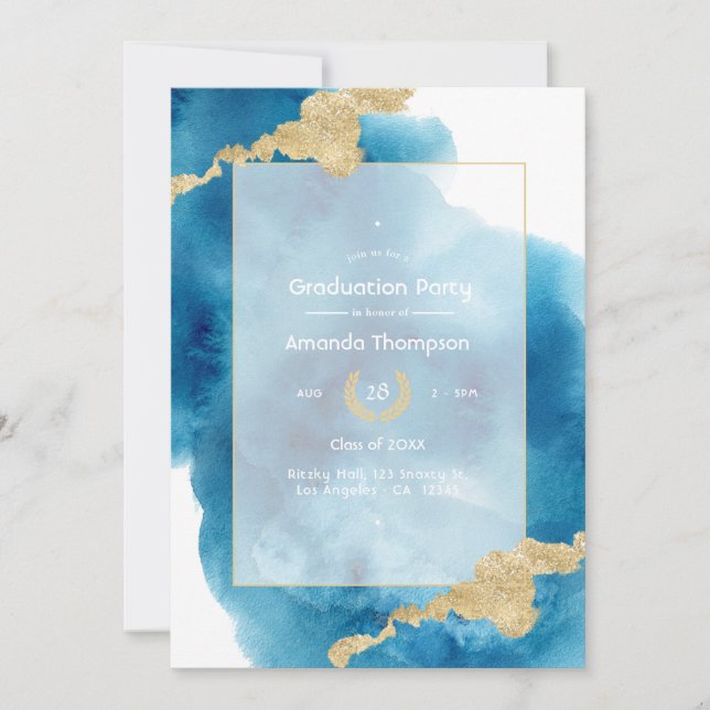 Watercolor Beach Graduation Invitation (Front)