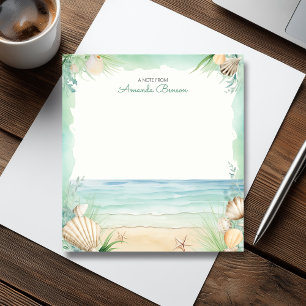 Watercolor Beach Green Tropical Leaves Nature Notepad
