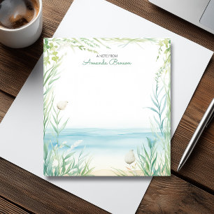 Watercolor Beach Green Tropical Leaves Nature Notepad