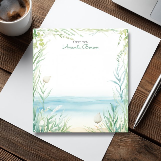Watercolor Beach Green Tropical Leaves Nature Notepad (Watercolor Beach Green Tropical Leaves Nature Notepad)