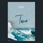 Watercolor Beach Monogram Wedding Table Number<br><div class="desc">A beautiful watercolor beach ocean waves themed wedding design with minimalist accents and monogram. This design is ideal for all Spring, Summer, Fall and Winter weddings. An elegant seaside watercolor design in a contemporary theme. A classy beach wedding table number card design with modern elements. Matching wedding invitations and other...</div>