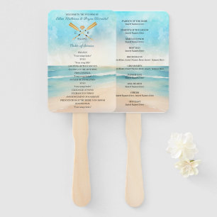 Watercolor Beach Oars Wedding Hand Fan