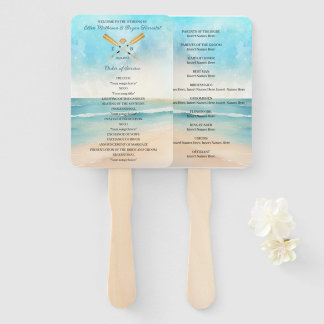 Watercolor Beach Oars Wedding Hand Fan