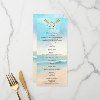 Watercolor Beach Oars Wedding Menu