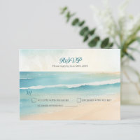 Watercolor Beach Oars Wedding RSVP Reply
