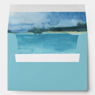 Watercolor Beach Ocean Destination Wedding Envelope
