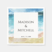 Watercolor Beach Ocean Destination Wedding