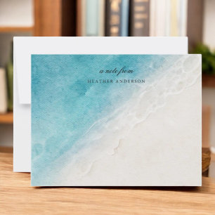 Watercolor Beach Ocean Personalised Stationery Card