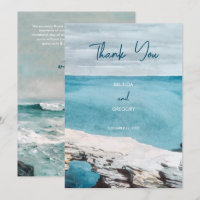 Watercolor Beach Ocean Waves Monogram Wedding  