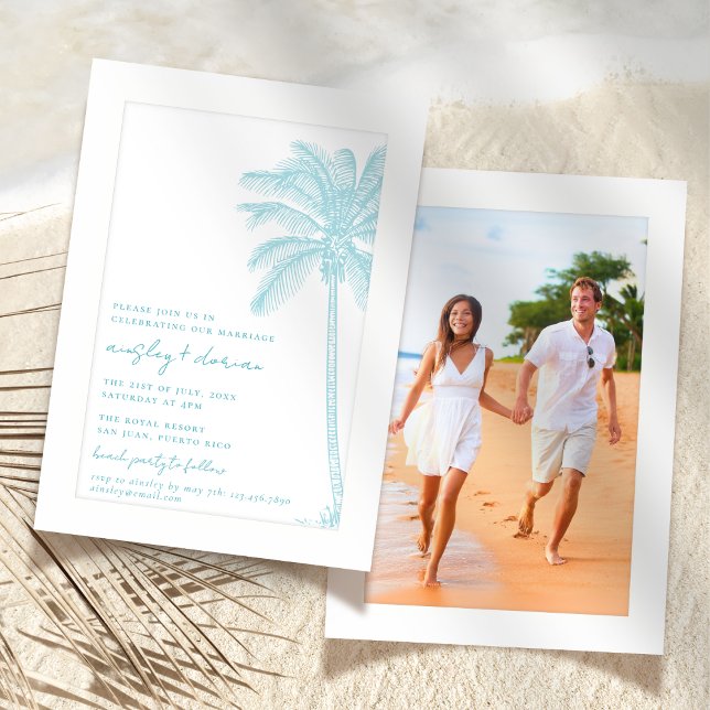 Watercolor Beach On The Beach Simple Photo Wedding Invitation (Creator Uploaded)