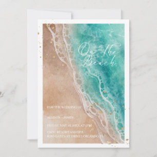 Watercolor Beach On The Beach Wedding Invitation