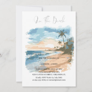 Watercolor Beach On The Beach Wedding  Invitation