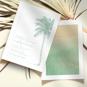 Watercolor Beach Palm Tree Boho Wedding Invitation