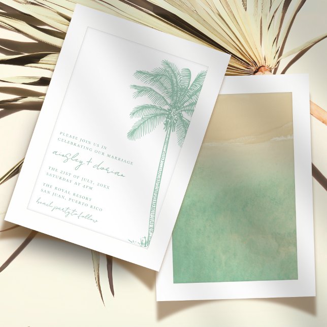 Watercolor Beach Palm Tree Boho Wedding Invitation (Creator Uploaded)