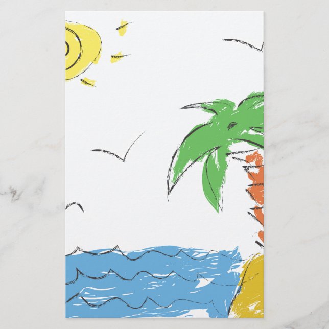Watercolor Beach Palm Tree Stationery Set – Tropic (Front)