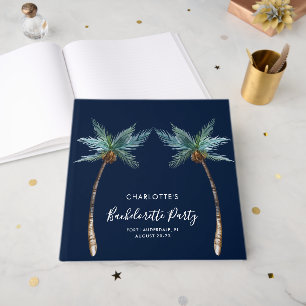 Watercolor Beach Palm Trees Bachelorette Party Guest Book