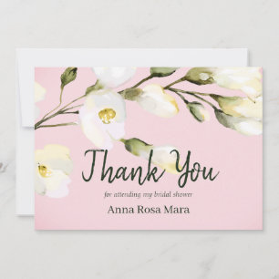 *~* Watercolor Beach Rose Buds Bridal Shower Thank You Card