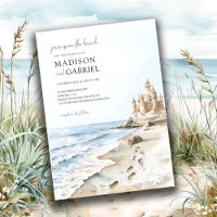Watercolor Beach Sand Castle Wedding 