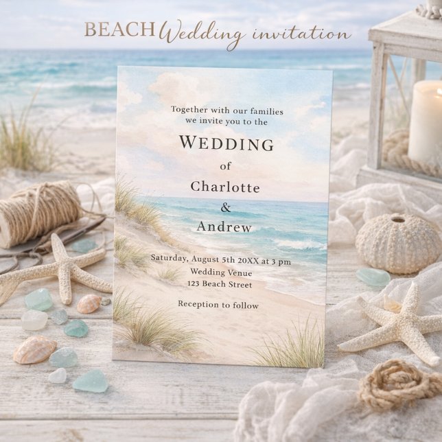 Watercolor beach sand dunes wedding invitation (Creator Uploaded)