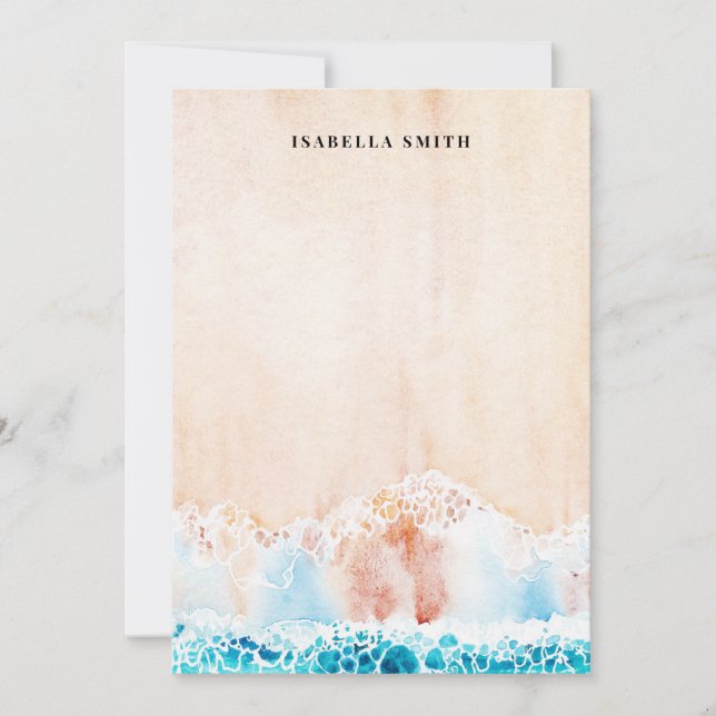 Watercolor Beach Sand Personalised  Card (Front)