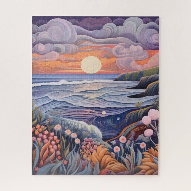 Watercolor Beach Scene Jigsaw Puzzle (Vertical)