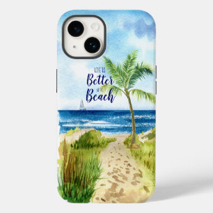 Watercolor Beach Scene Life is Better at the Beach Case-Mate iPhone 14 Case